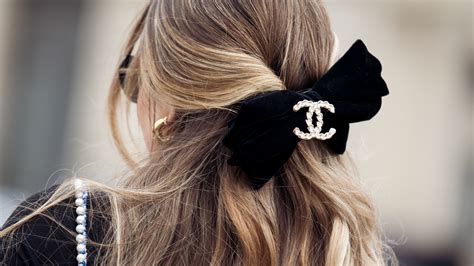 fake chanel hair clip|chanel bow tie for hair.